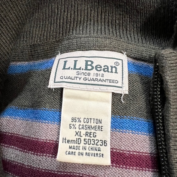 Vintage L.L. Bean Zip Up Cotton/Cashmere Pullover Sweater - Picture 8 of 8